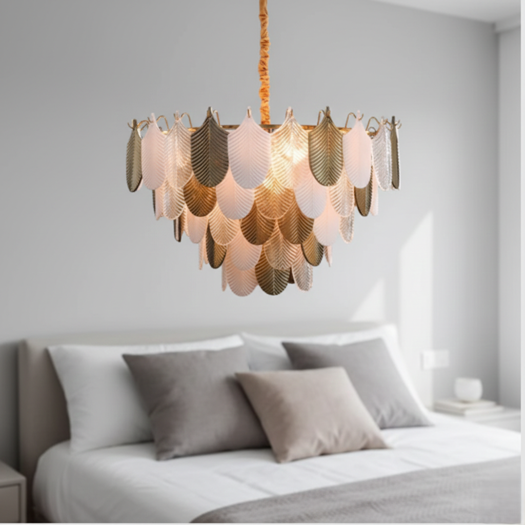 Ivory Leaf Round Chandelier