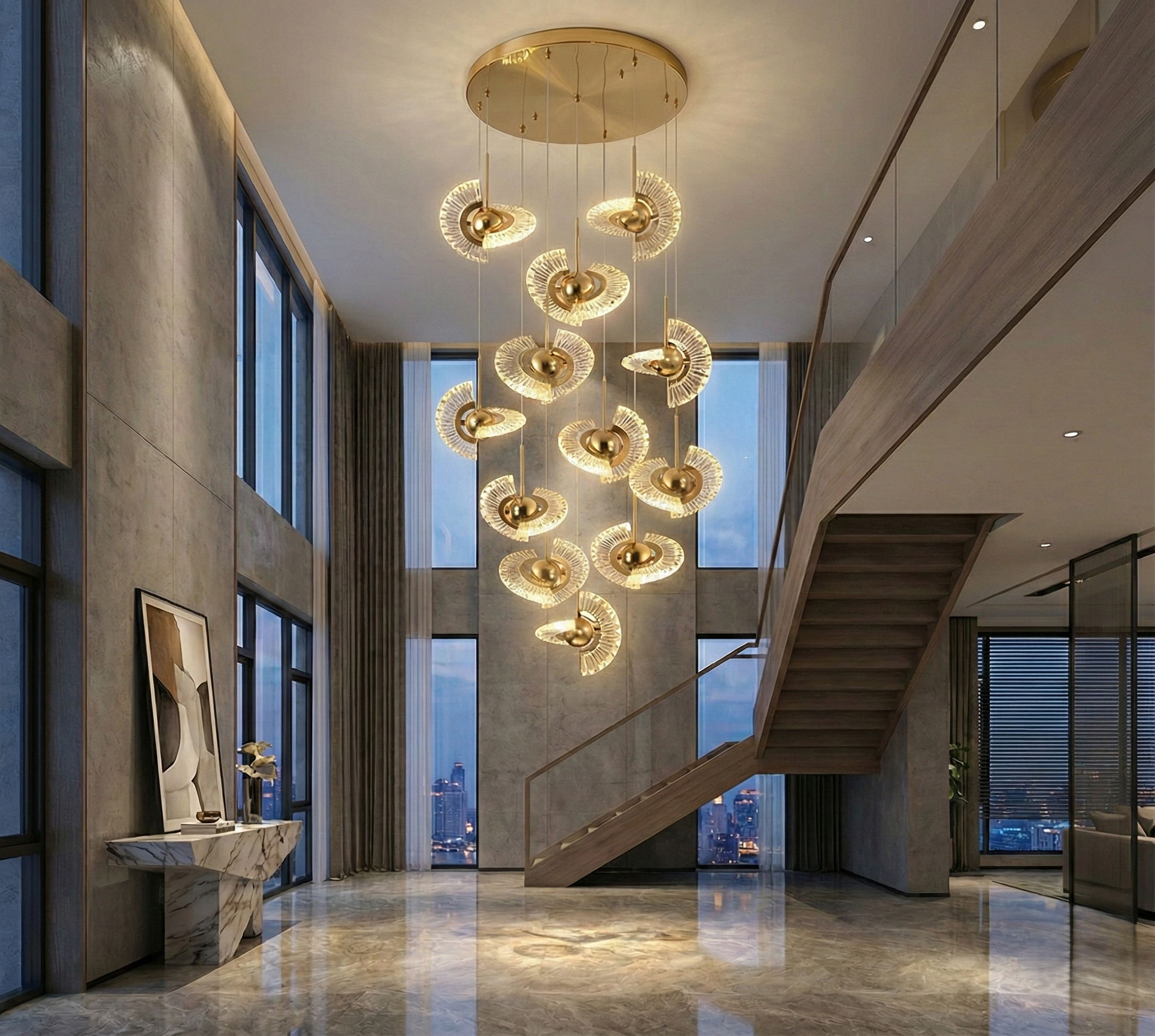 The Aura Drop Pendant Duplex Chandelier