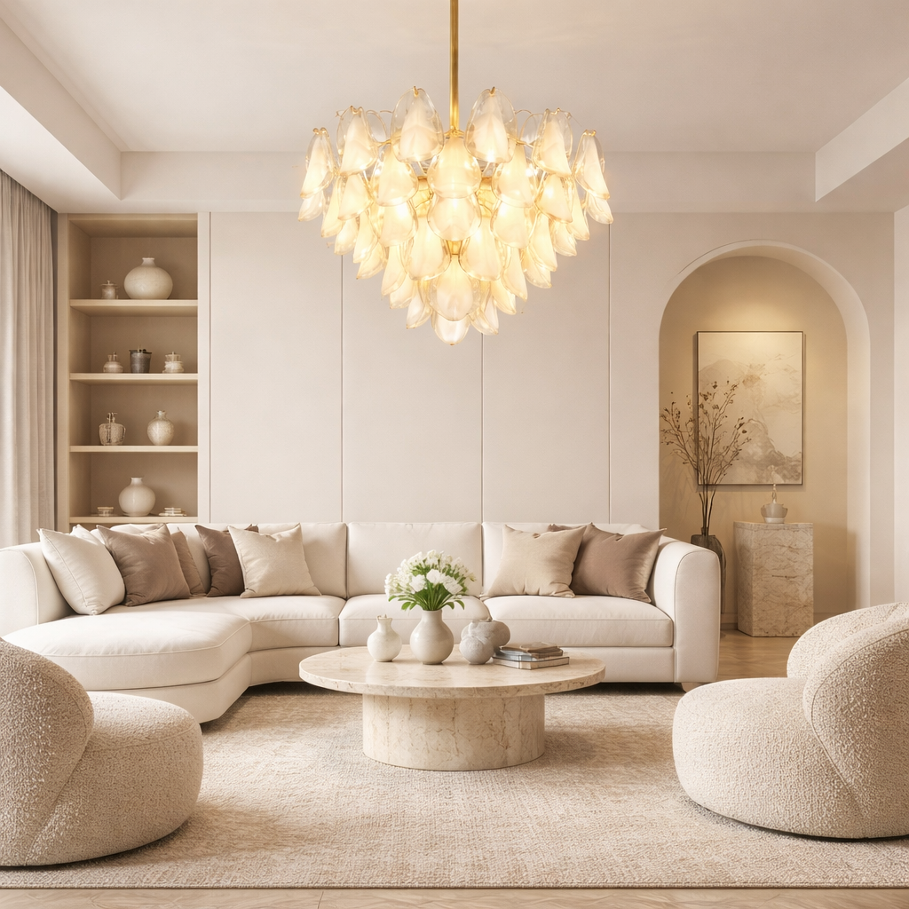 Opal Leaf Round Chandelier